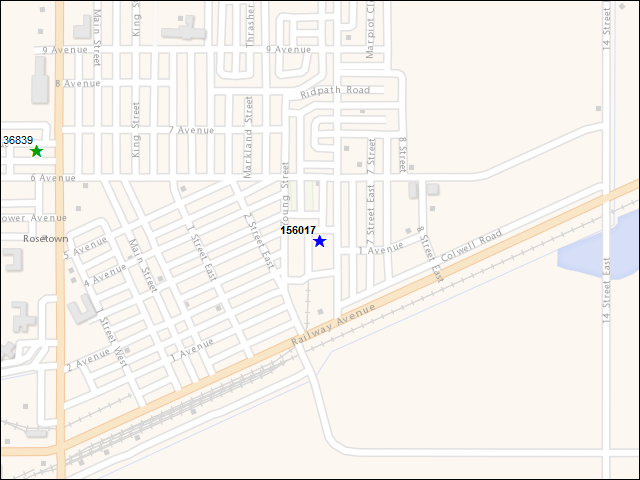 A map of the area immediately surrounding building number 156017
