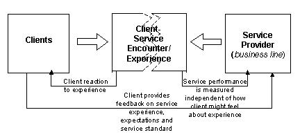 Figure 2. Client/service deliverer interaction in service standard development