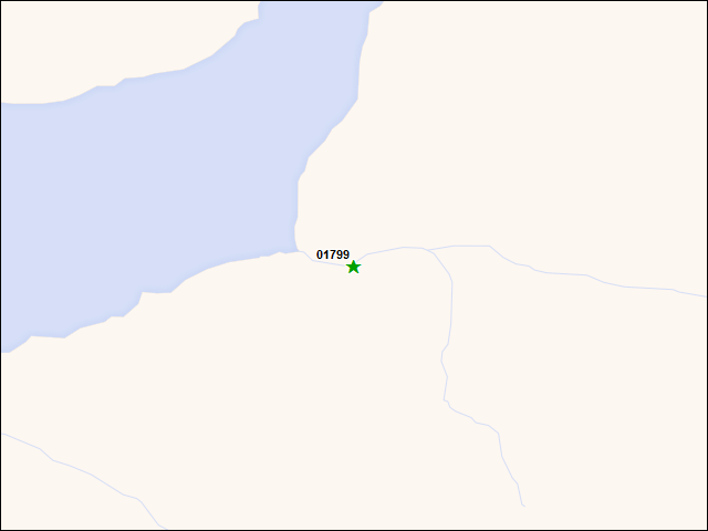 Une carte de la zone qui entoure immédiatement le bien de l'RBIF numéro 01799