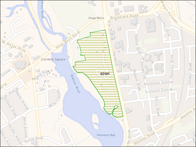 A map of the area immediately surrounding DFRP Property Number 02101