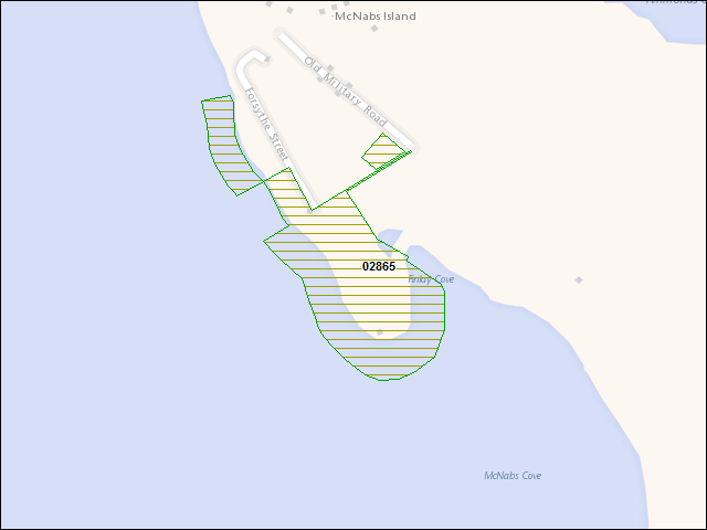 A map of the area immediately surrounding DFRP Property Number 02865