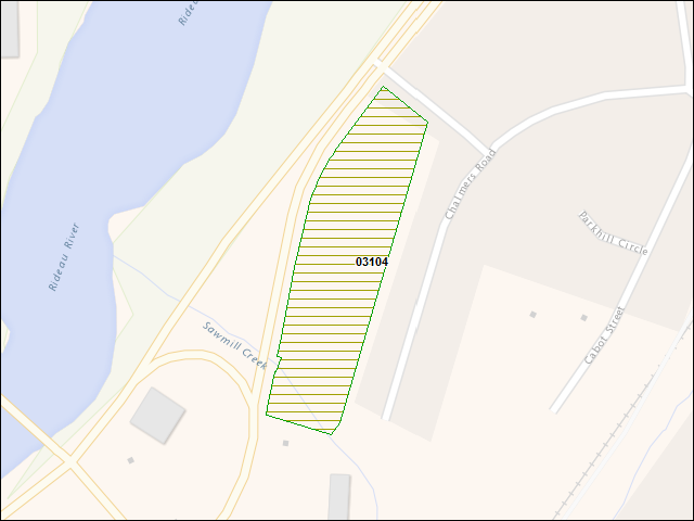 A map of the area immediately surrounding DFRP Property Number 03104