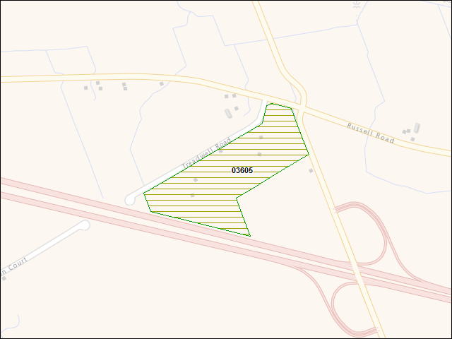 A map of the area immediately surrounding DFRP Property Number 03605