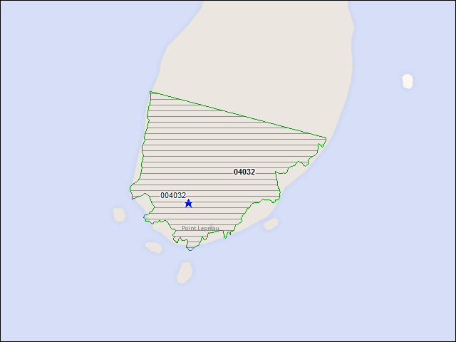 Une carte de la zone qui entoure immédiatement le bien de l'RBIF numéro 04032