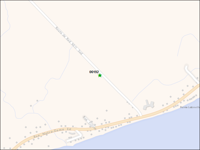 Une carte de la zone qui entoure immédiatement le bien de l'RBIF numéro 06192