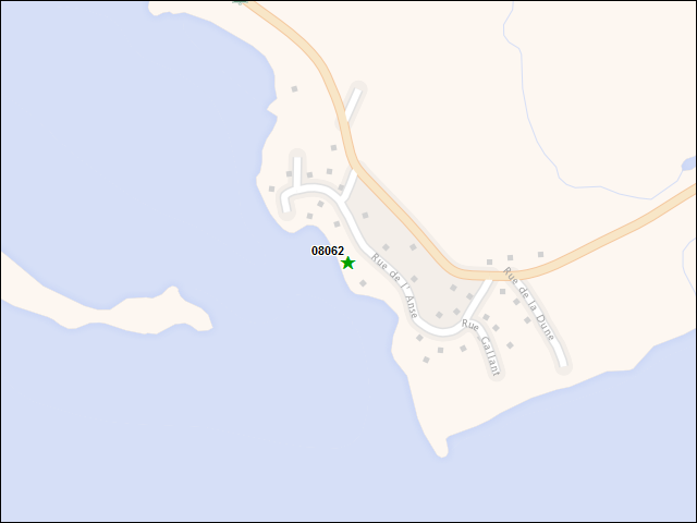 Une carte de la zone qui entoure immédiatement le bien de l'RBIF numéro 08062
