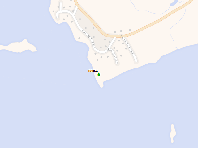 Une carte de la zone qui entoure immédiatement le bien de l'RBIF numéro 08064