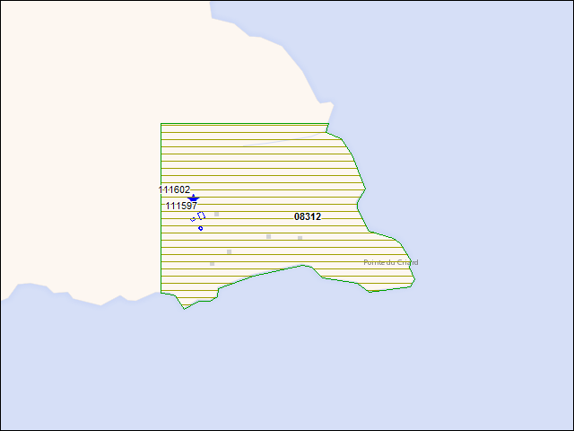 Une carte de la zone qui entoure immédiatement le bien de l'RBIF numéro 08312