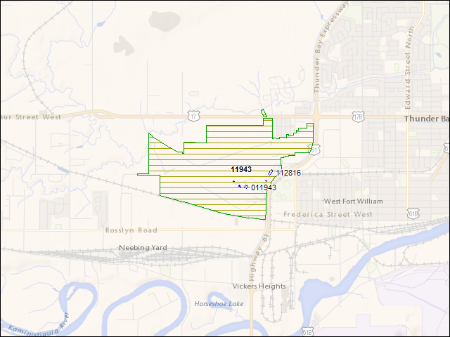 A map of the area immediately surrounding DFRP Property Number 11943