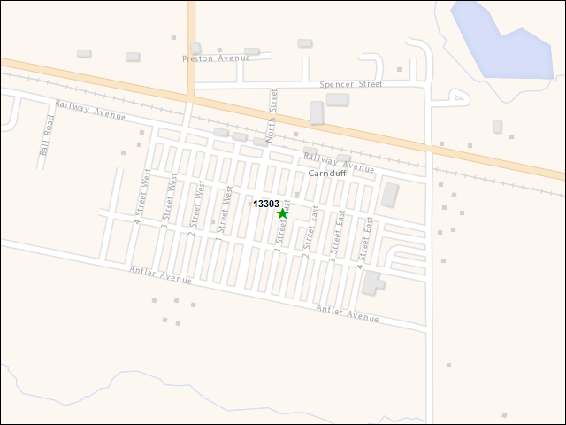 A map of the area immediately surrounding DFRP Property Number 13303