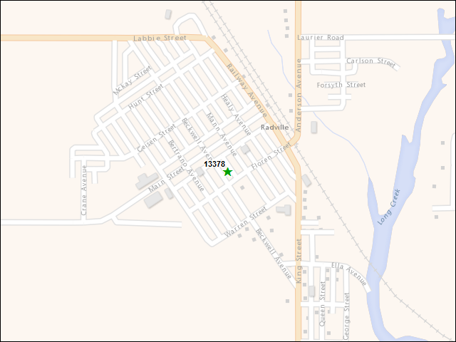 A map of the area immediately surrounding DFRP Property Number 13378