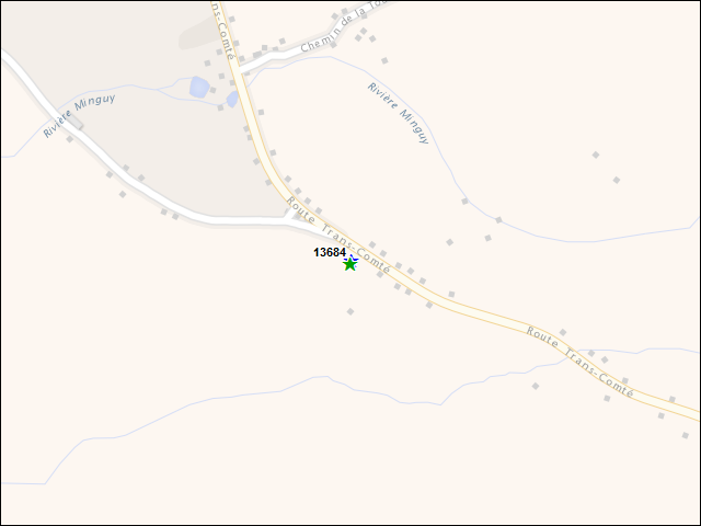 A map of the area immediately surrounding DFRP Property Number 13684