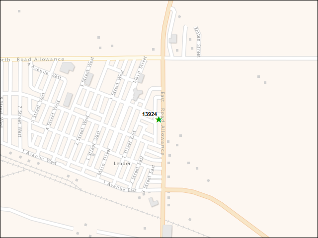 Une carte de la zone qui entoure immédiatement le bien de l'RBIF numéro 13924