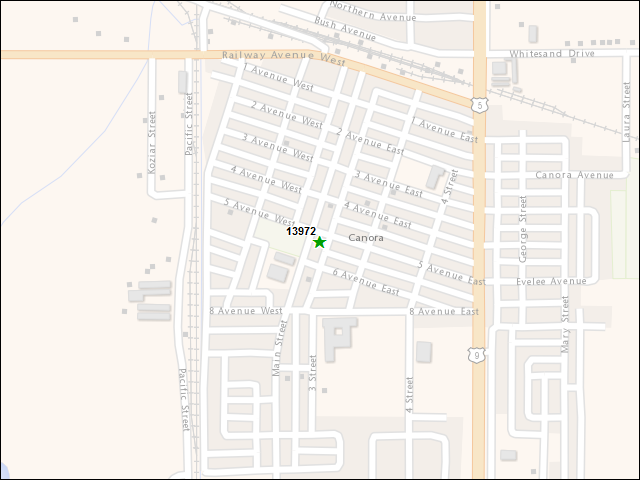 A map of the area immediately surrounding DFRP Property Number 13972