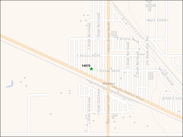 A map of the area immediately surrounding DFRP Property Number 14070
