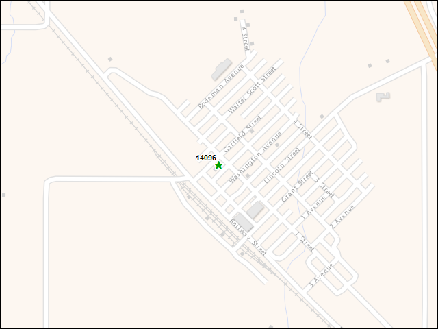 Une carte de la zone qui entoure immédiatement le bien de l'RBIF numéro 14096