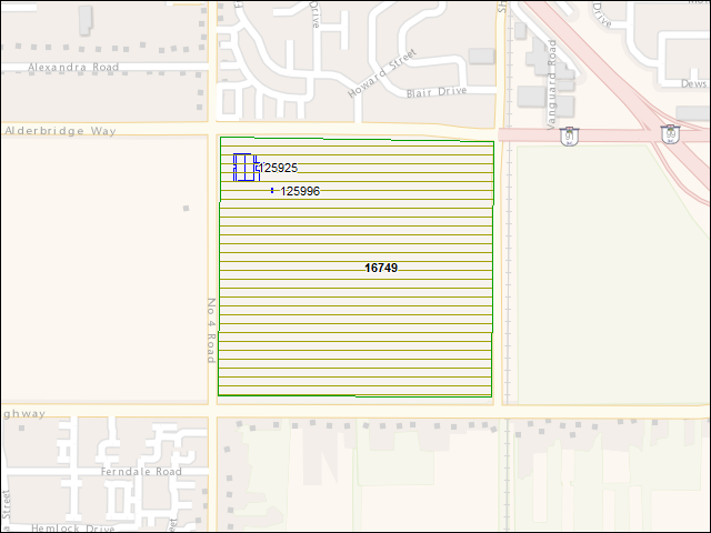 A map of the area immediately surrounding DFRP Property Number 16749