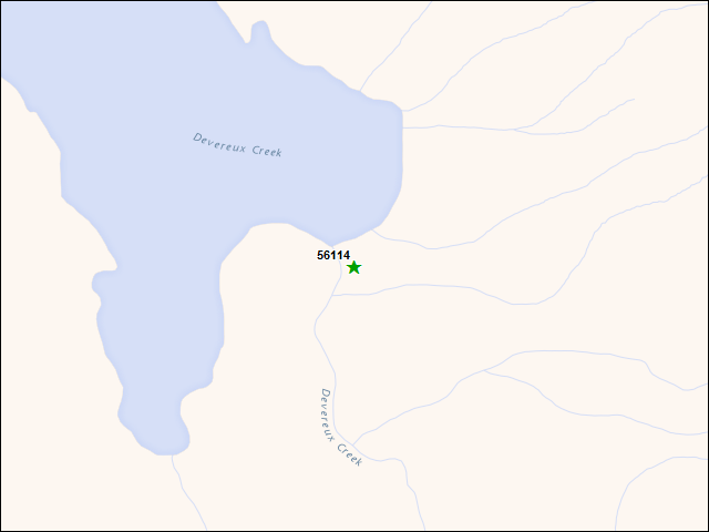 Une carte de la zone qui entoure immédiatement le bien de l'RBIF numéro 56114