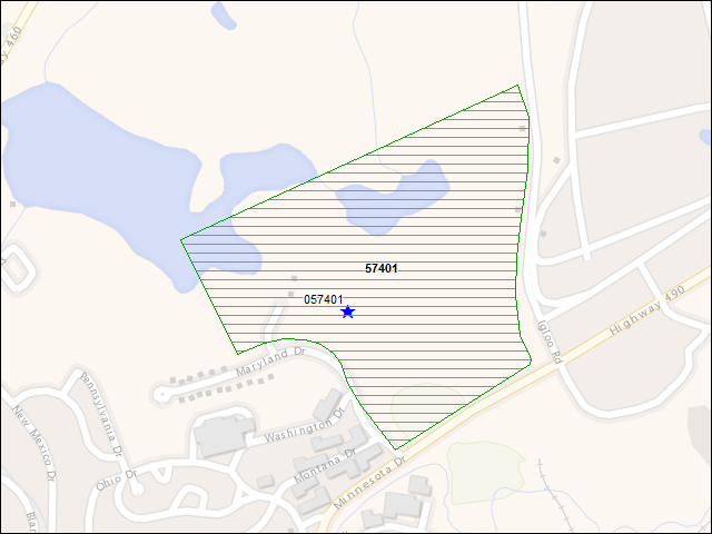 A map of the area immediately surrounding DFRP Property Number 57401