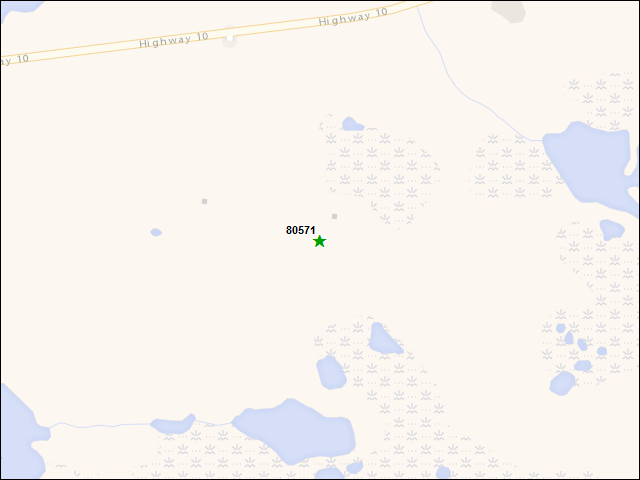 Une carte de la zone qui entoure immédiatement le bien de l'RBIF numéro 80571