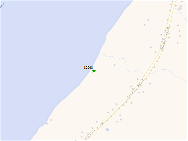 Une carte de la zone qui entoure immédiatement le bien de l'RBIF numéro 82008
