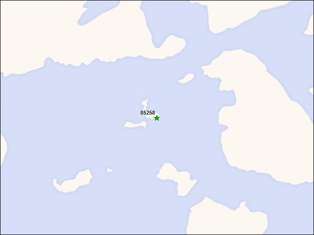 Une carte de la zone qui entoure immédiatement le bien de l'RBIF numéro 85258