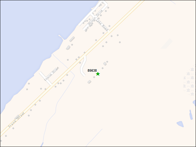 Une carte de la zone qui entoure immédiatement le bien de l'RBIF numéro 85638