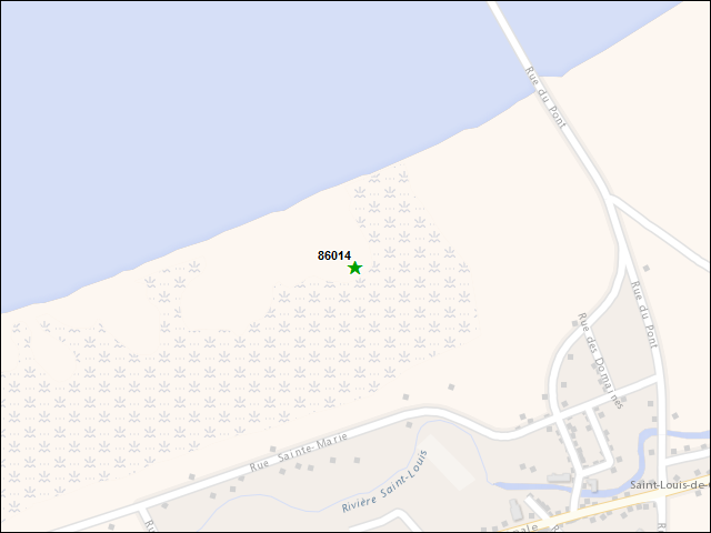 Une carte de la zone qui entoure immédiatement le bien de l'RBIF numéro 86014