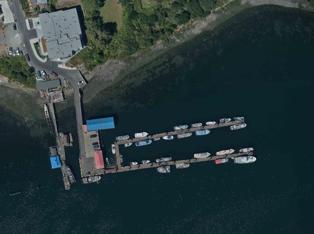 Aerial images of Small Craft Harbour's Sooke, British Columbia