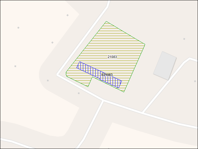 A map of the area immediately surrounding building number 021083