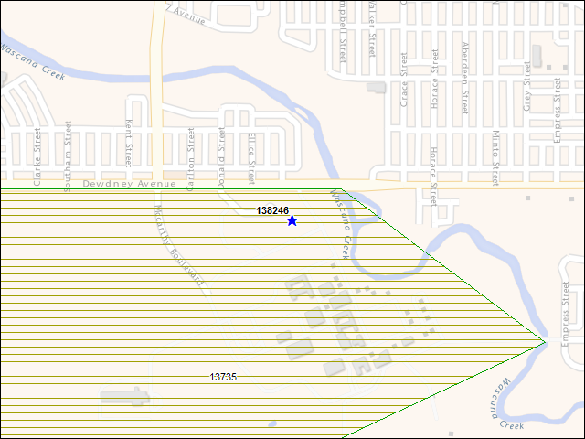 A map of the area immediately surrounding building number 138246