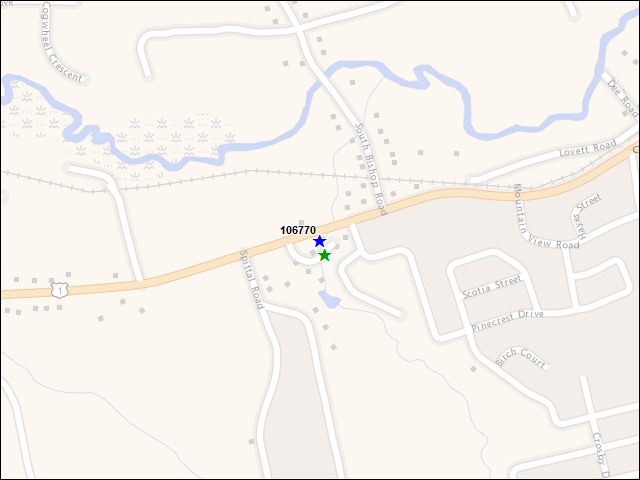 Une carte de la zone qui entoure immédiatement le bâtiment numéro 106770
