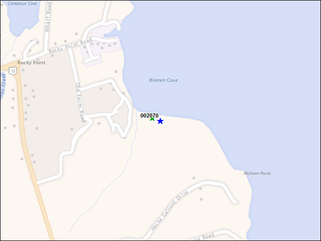 A map of the area immediately surrounding building number 002070