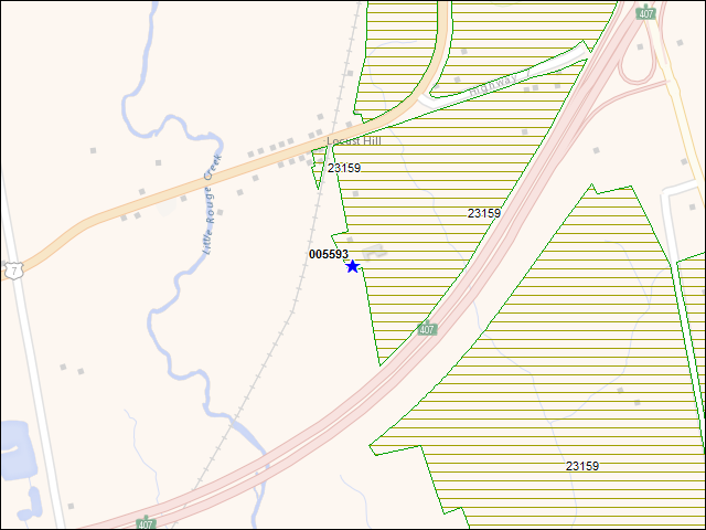 A map of the area immediately surrounding building number 005593