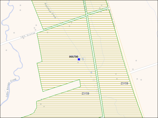 A map of the area immediately surrounding building number 005798
