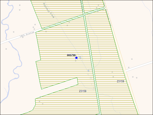 Une carte de la zone qui entoure immédiatement le bâtiment numéro 005798
