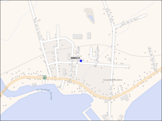 A map of the area immediately surrounding building number 006533