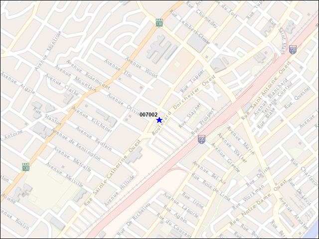 A map of the area immediately surrounding building number 007002