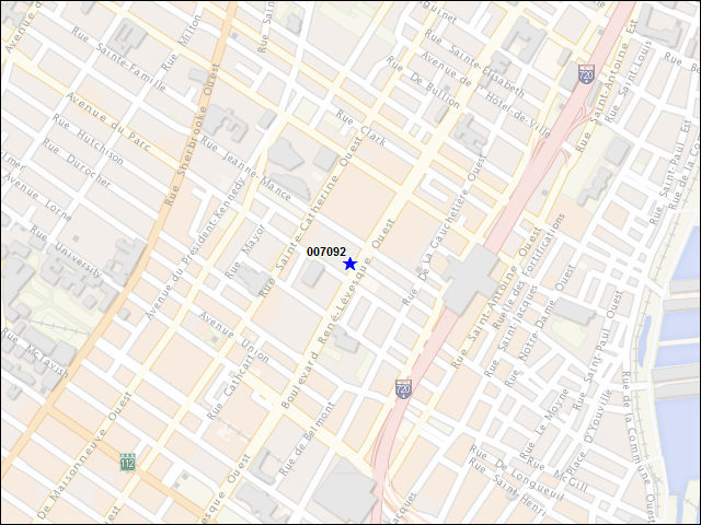 Une carte de la zone qui entoure immédiatement le bâtiment numéro 007092