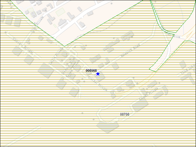 Une carte de la zone qui entoure immédiatement le bâtiment numéro 008568