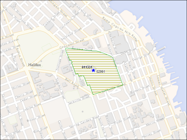 Une carte de la zone qui entoure immédiatement le bâtiment numéro 011331