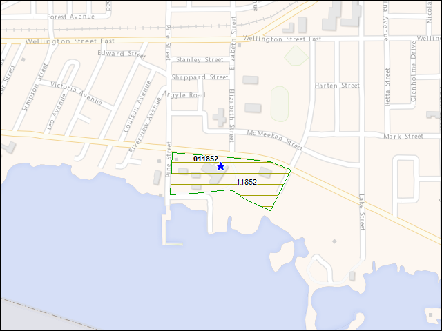 Une carte de la zone qui entoure immédiatement le bâtiment numéro 011852