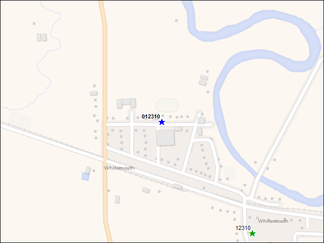 Une carte de la zone qui entoure immédiatement le bâtiment numéro 012310