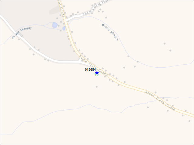 A map of the area immediately surrounding building number 013684
