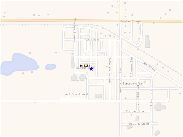 A map of the area immediately surrounding building number 014364
