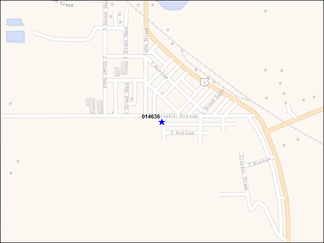A map of the area immediately surrounding building number 014636