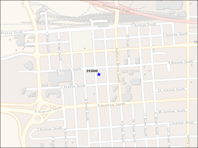 Une carte de la zone qui entoure immédiatement le bâtiment numéro 015006