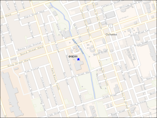 Une carte de la zone qui entoure immédiatement le bâtiment numéro 019311