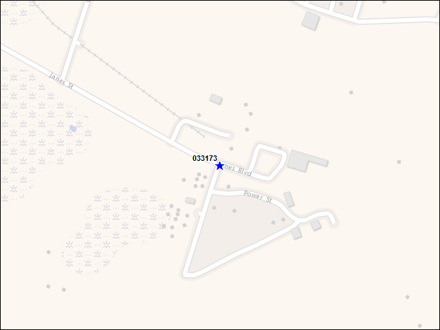 A map of the area immediately surrounding building number 033173