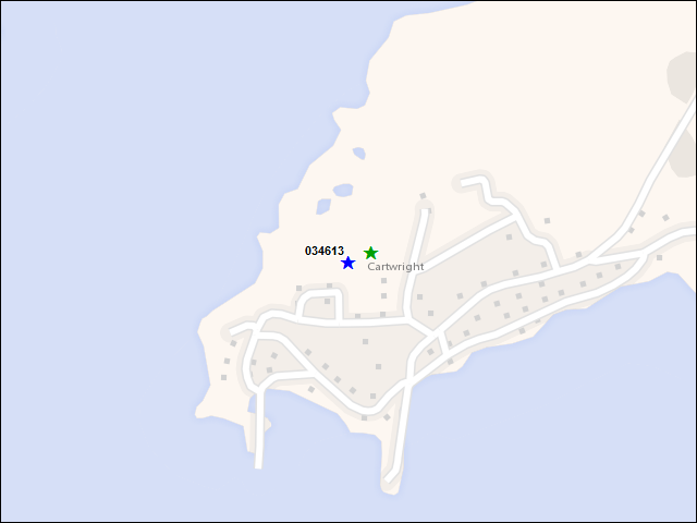 Une carte de la zone qui entoure immédiatement le bâtiment numéro 034613